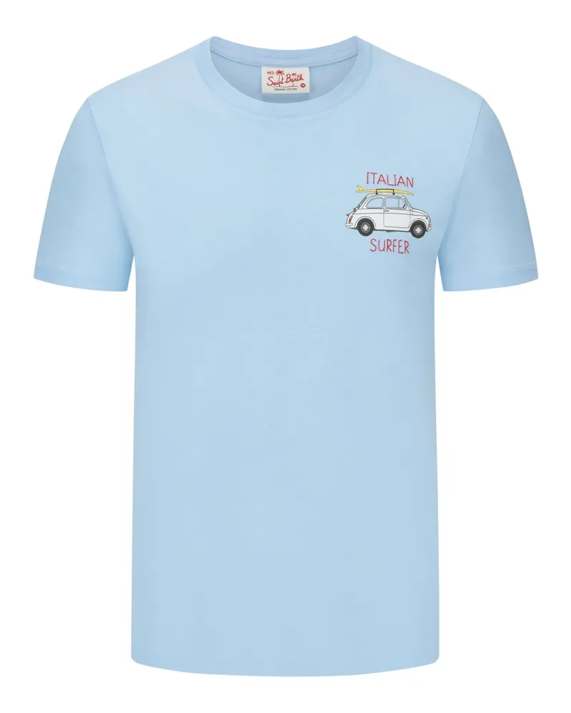 MC2 Saint Barth T-Shirt mit Fiat 500-Motiv Hellblau