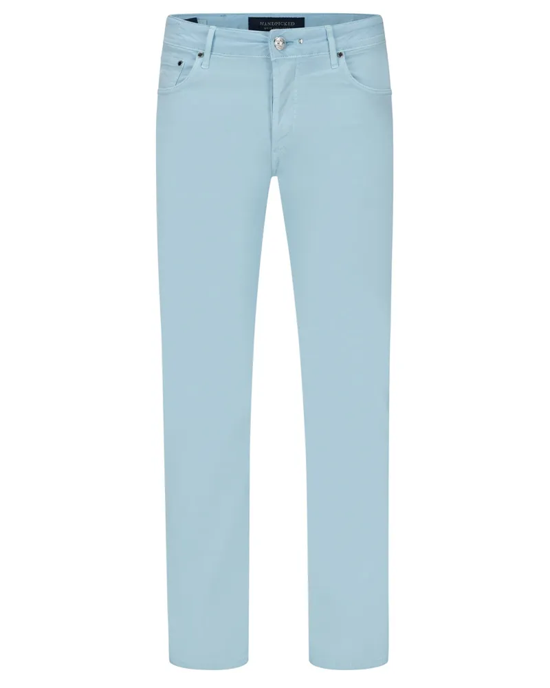 Handpicked Glatte 5-Pocket-Hose Ravello aus Supima Cotton Türkis