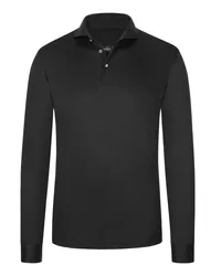 van Laack Poloshirt, langarm, Meisterwerk-Kollektion Schwarz