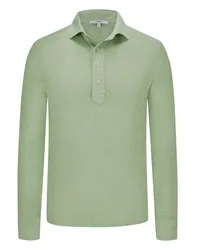 ECKERLE Unifarbenes Langarm-Poloshirt aus Leinen Mint