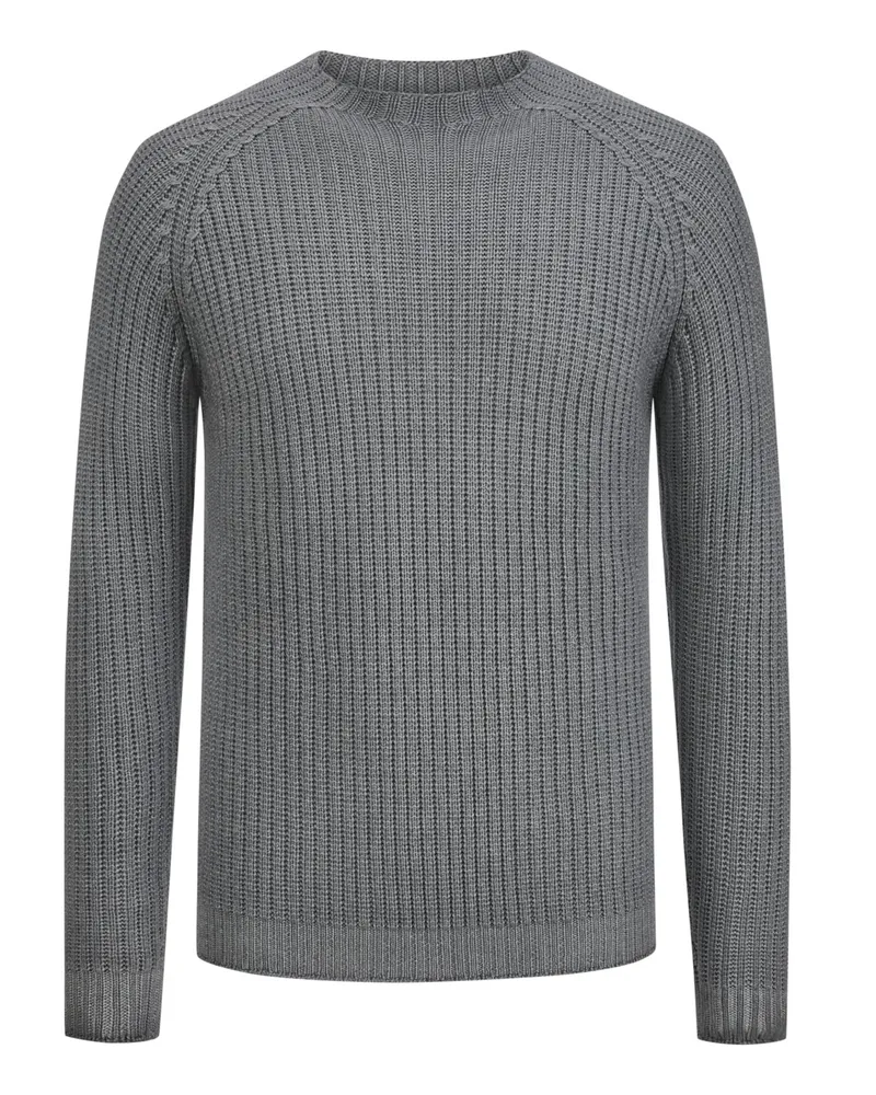 Filippo de Laurentiis Pullover aus Merinowolle im Rippstrick mit Raglanärmeln Taupe