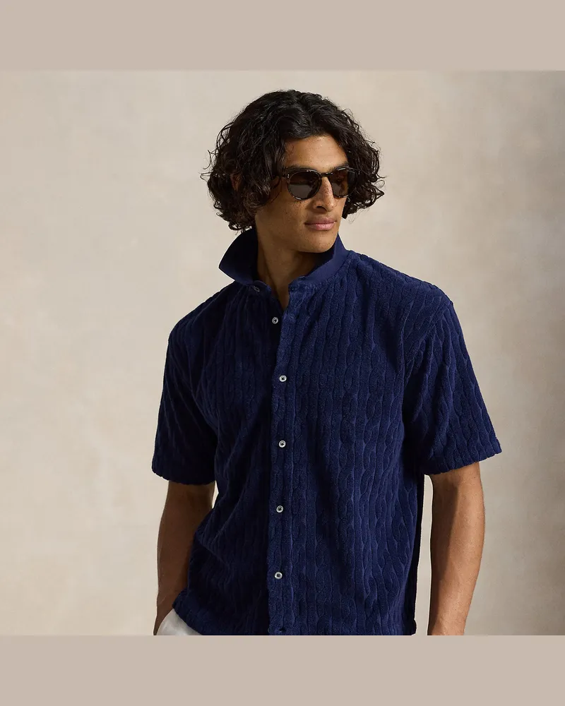 Ralph Lauren Relaxed-Fit Frotteehemd mit Zopfmuster Blue