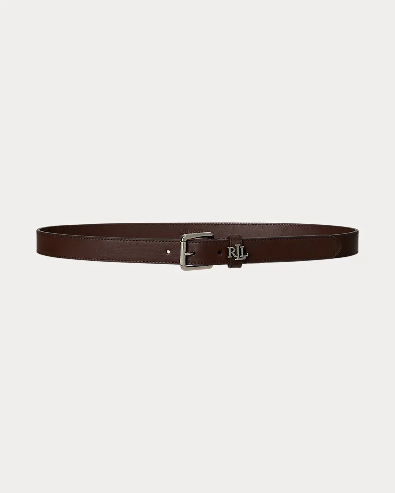 Ralph Lauren Schmaler Ledergürtel mit Logo-Schlaufe Brown