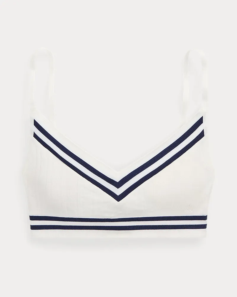 Ralph Lauren Bügelloser BH mit Cricket-Zopfmuster White