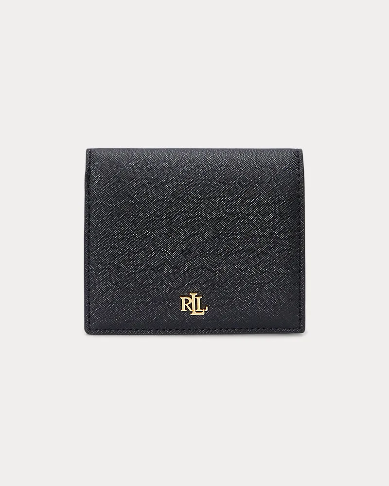 Ralph Lauren Kompakte Brieftasche aus Schraffurleder Black