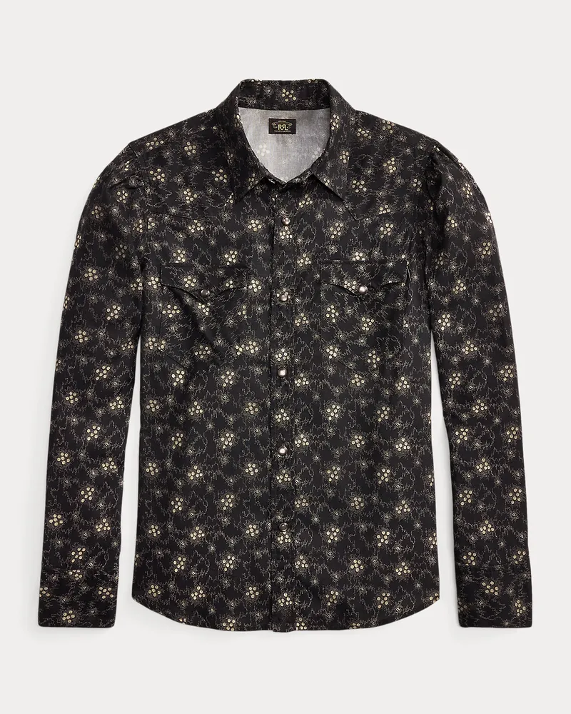Ralph Lauren Baumwoll-Westernhemd mit Blumendruck Black