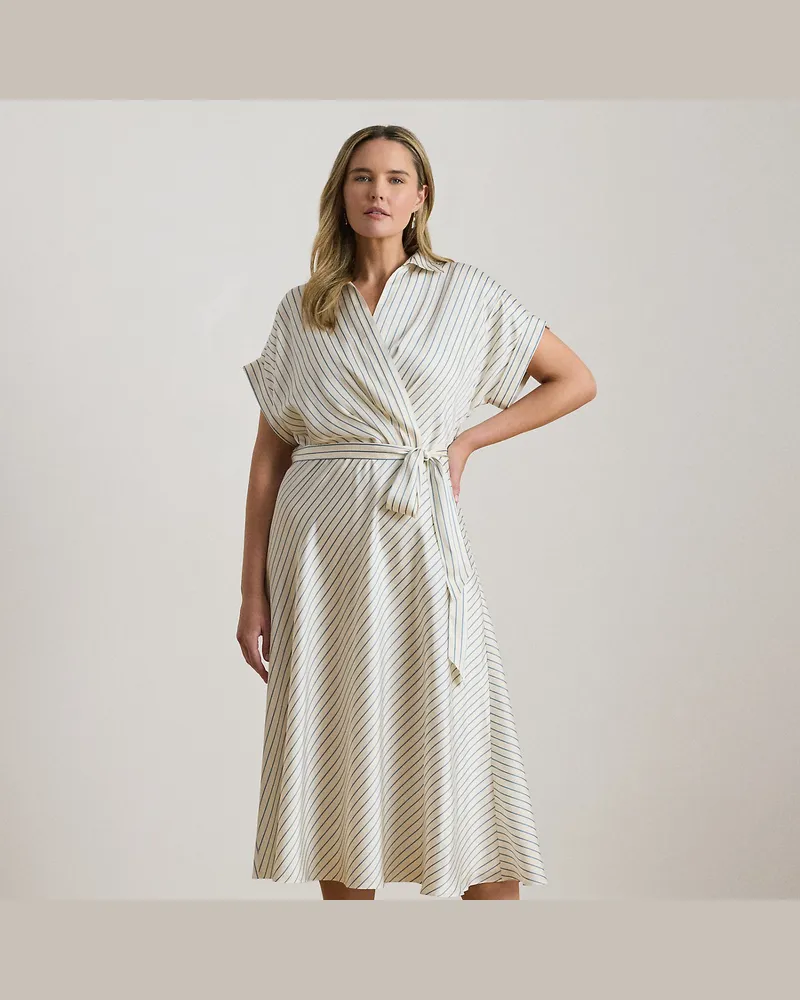 Ralph Lauren Plus Größen - Gestreiftes Twillkleid mit Gürtel Cream