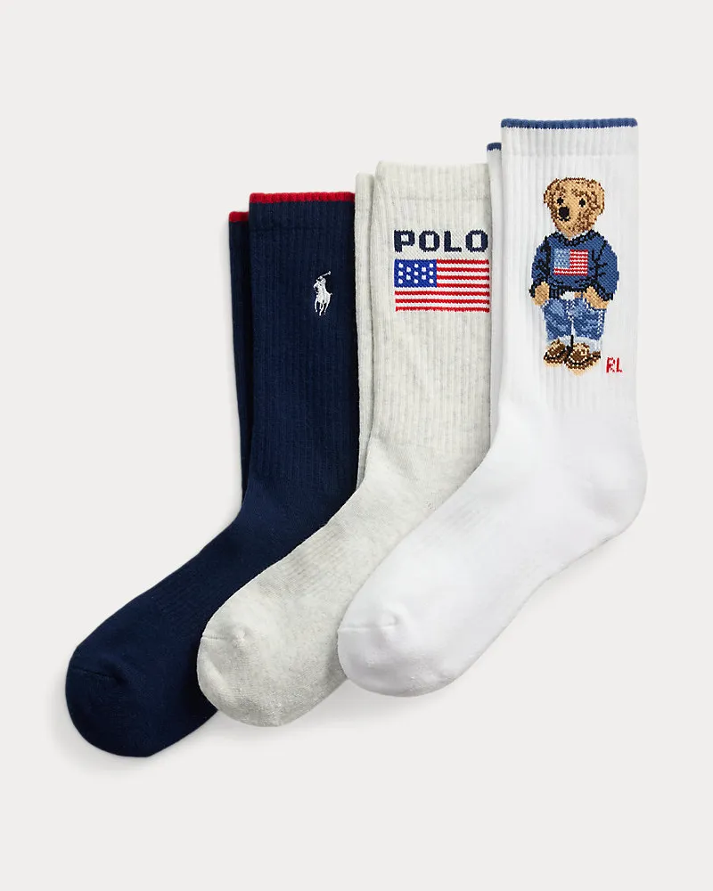 Ralph Lauren 3er-Pack Logo-Crew-Socken mit Polo Bear Multi