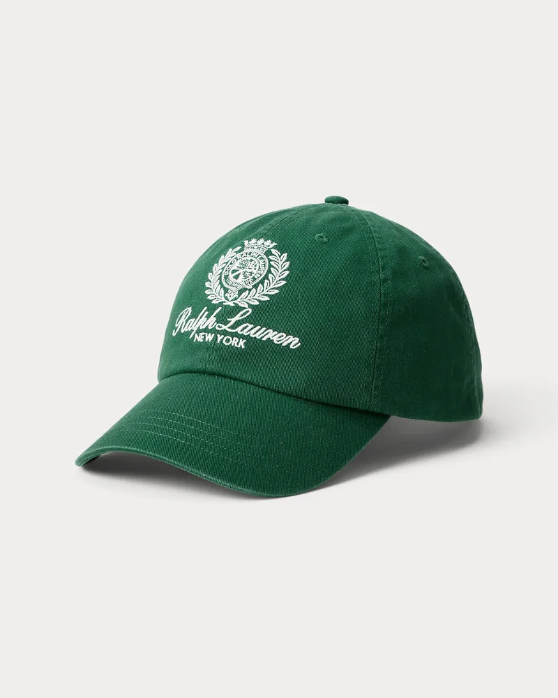 Ralph Lauren Twill-Baseballkappe mit Wappenstickerei Green