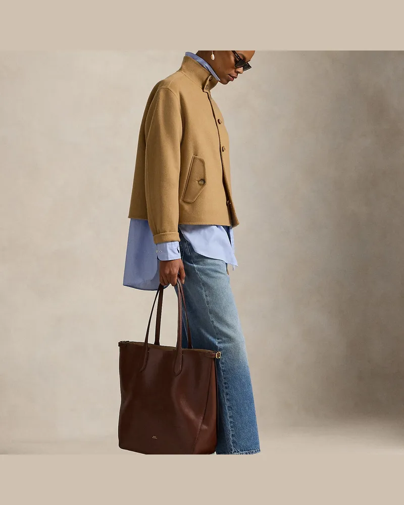 Ralph Lauren Vertikale Tragetasche Bellport aus Leder Brown