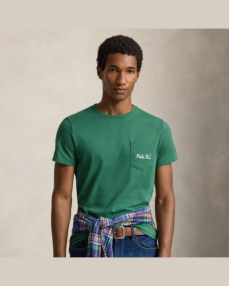 Ralph Lauren Custom-Slim-Fit T-Shirt mit Polo Bear Green