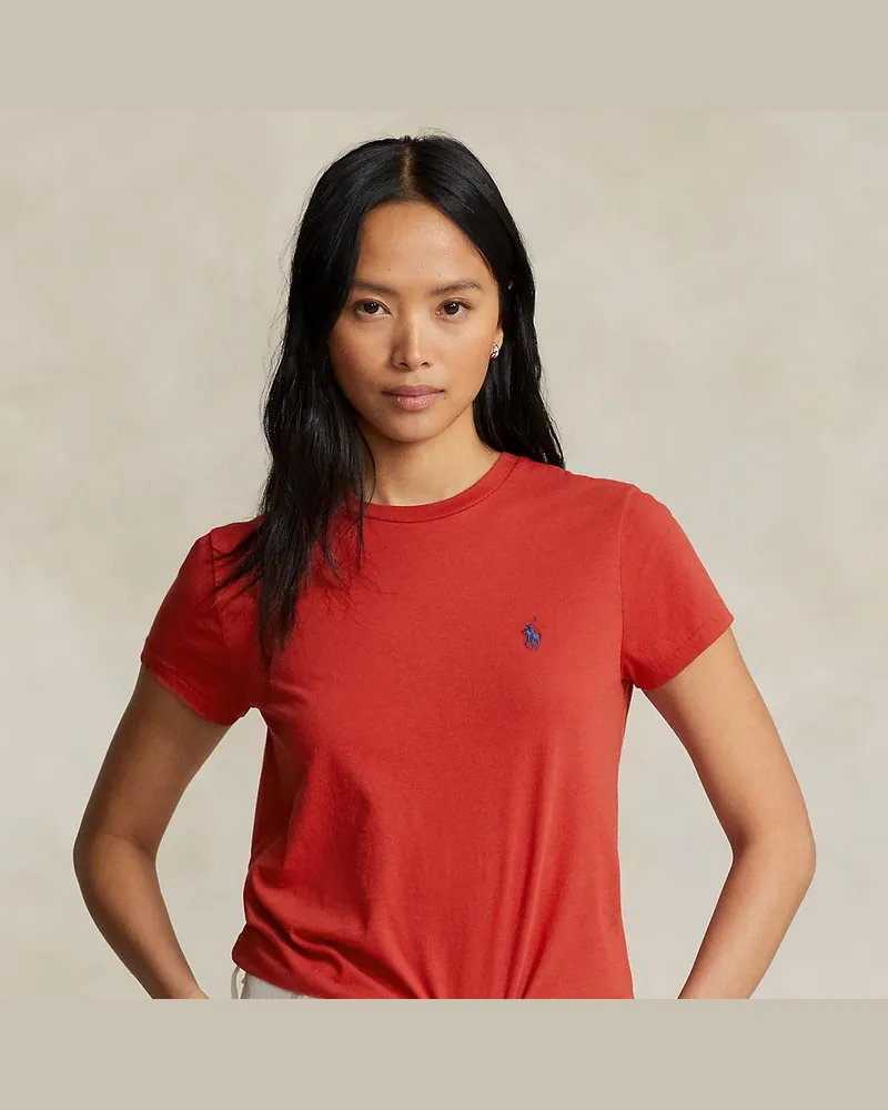 Ralph Lauren Rundhals-T-Shirt aus Baumwolljersey Red