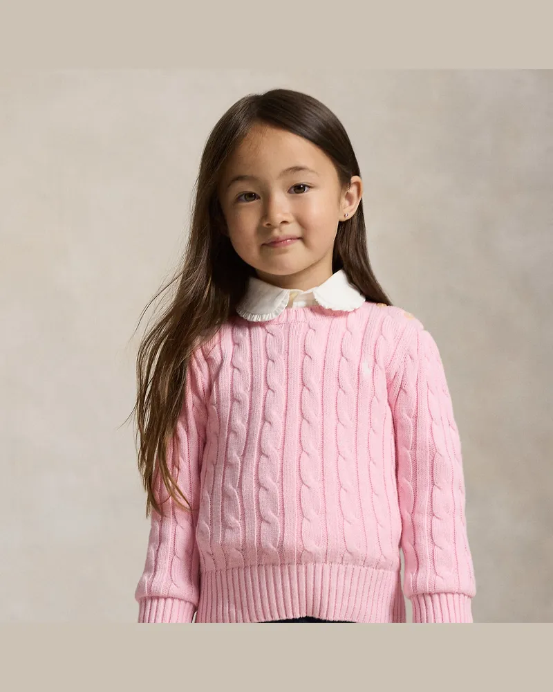 Ralph Lauren Baumwollpullover mit Zopfmuster Pink