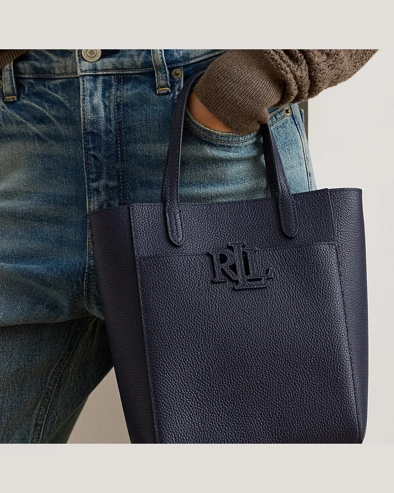 Ralph Lauren Kleine Narbenleder-Tragetasche Cameryn Blue