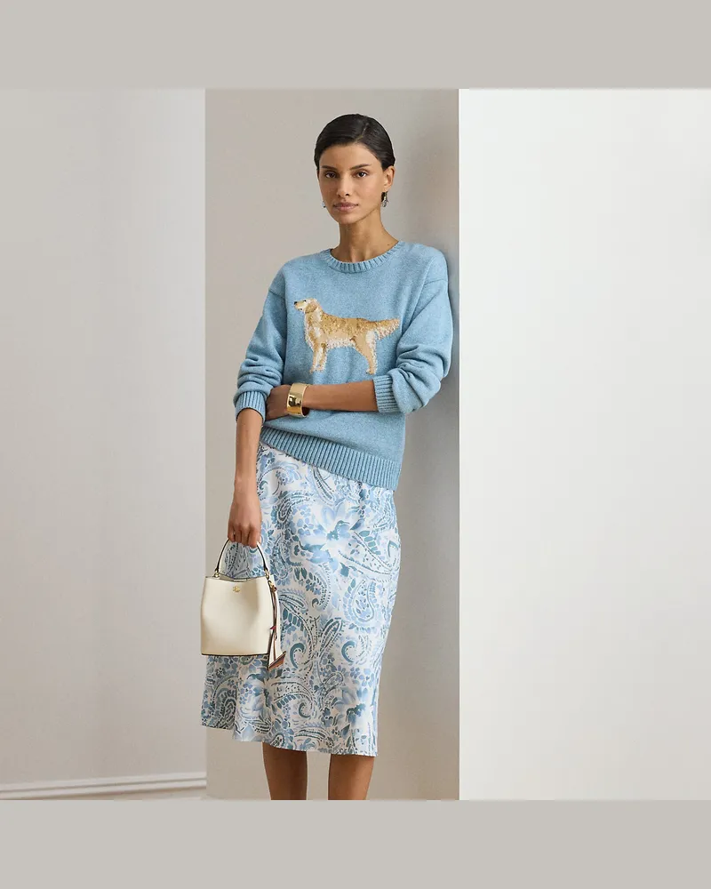 Ralph Lauren Crêpe-Midirock mit Paisley-Motiv White