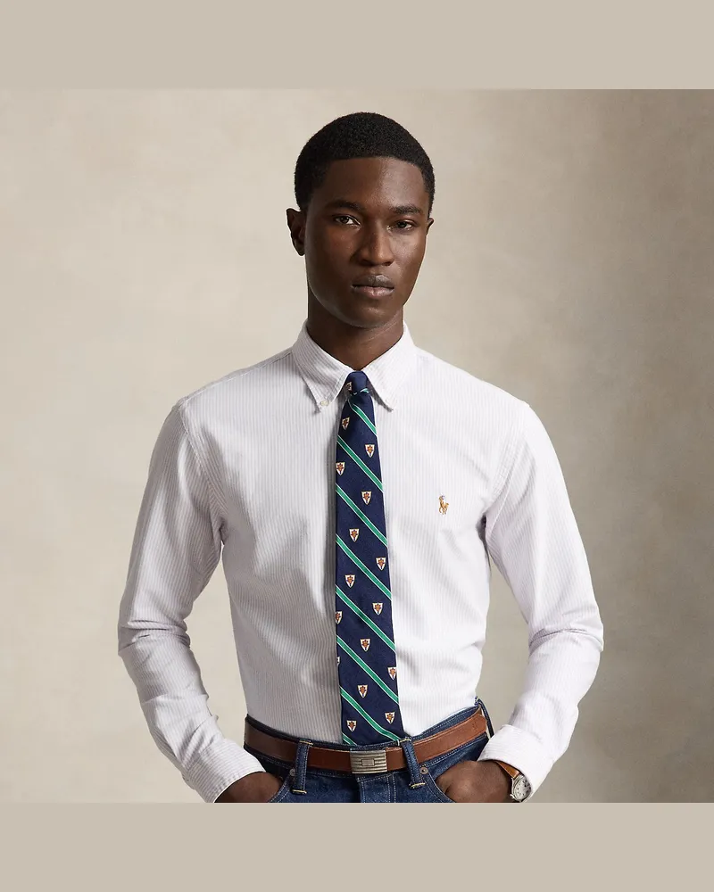 Ralph Lauren Gestreiftes Custom-Fit Oxfordhemd Purple