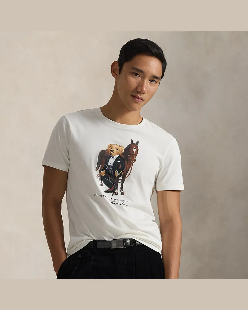 Ralph Lauren Baumwoll-T-Shirt mit Polo Bear White