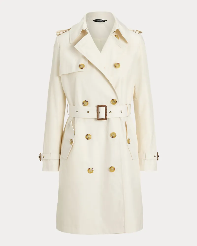 Ralph Lauren Zweireihiger Trenchcoat mit Baumwolle Cream