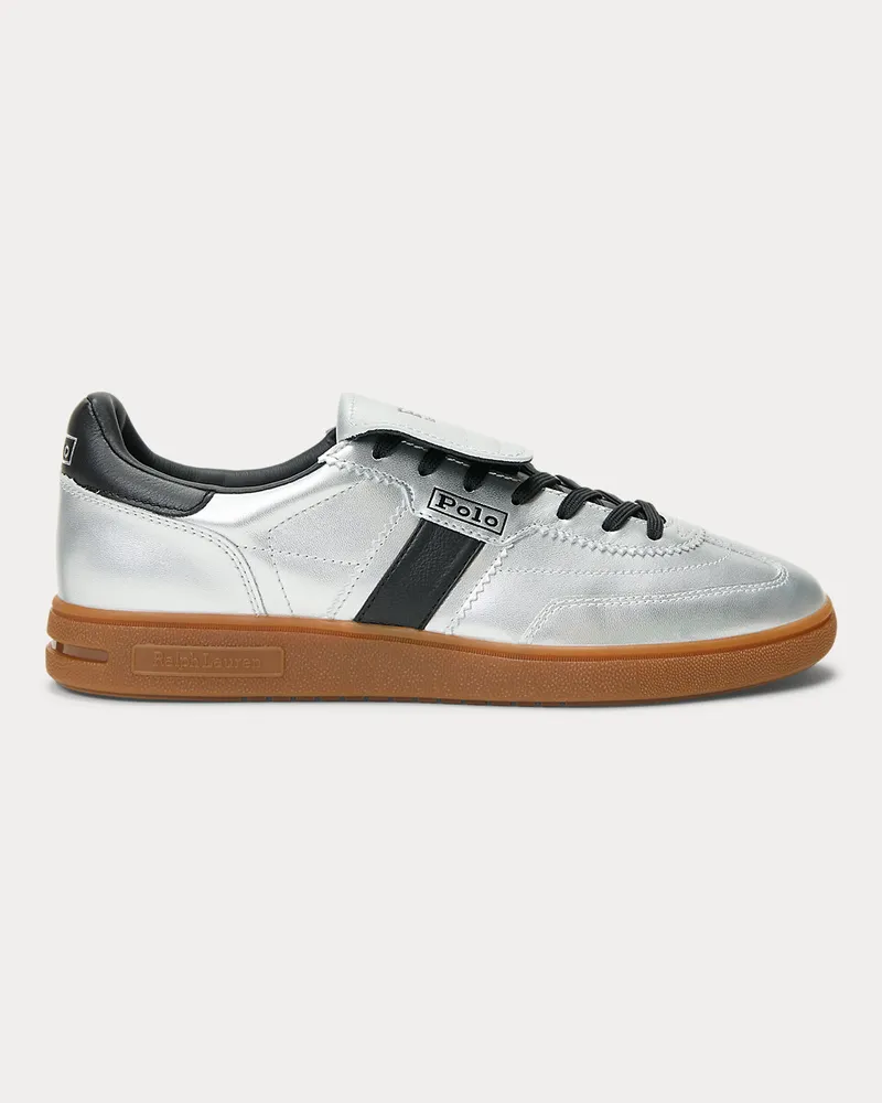 Ralph Lauren Sneaker Bedford aus Metallic-Leder Silver