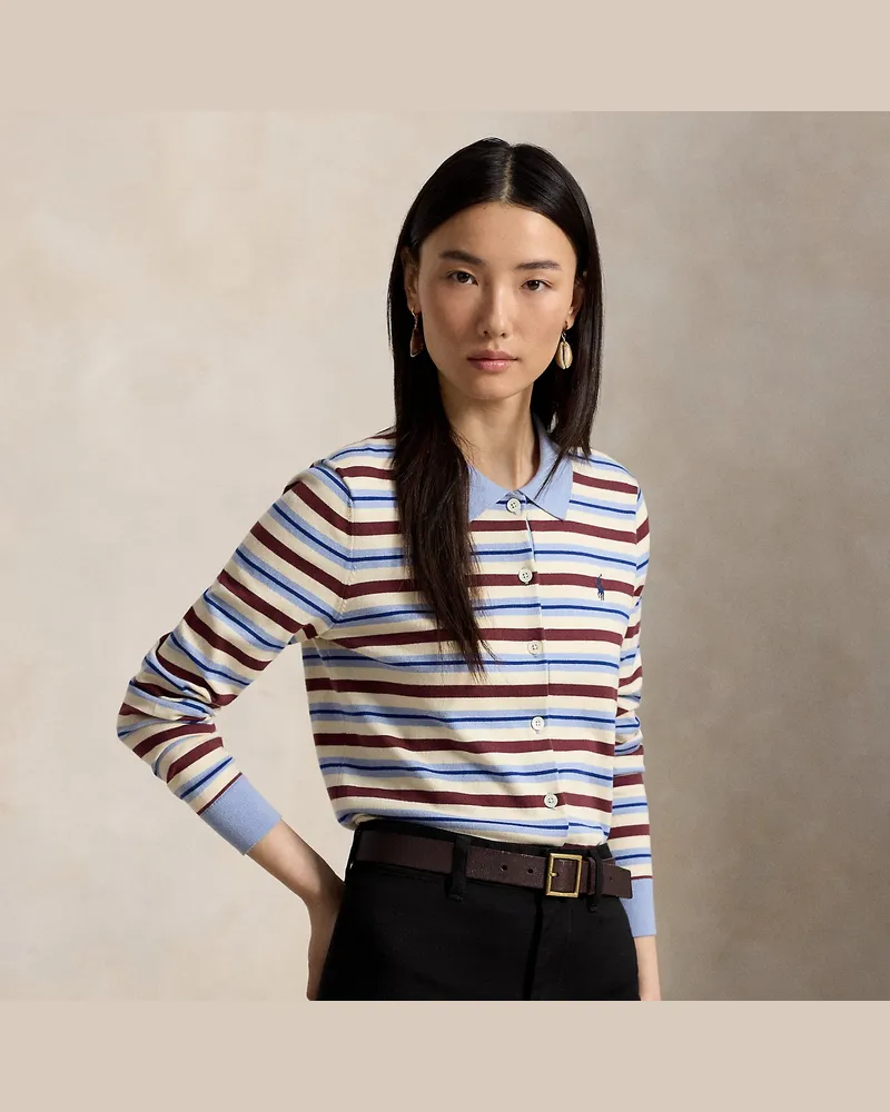 Ralph Lauren Gestreifte Polo-Strickjacke Blue