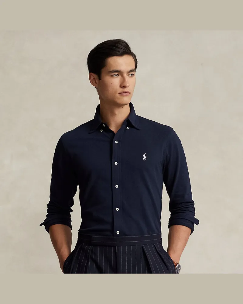 Ralph Lauren Featherweight-Piqué-Hemd Blue