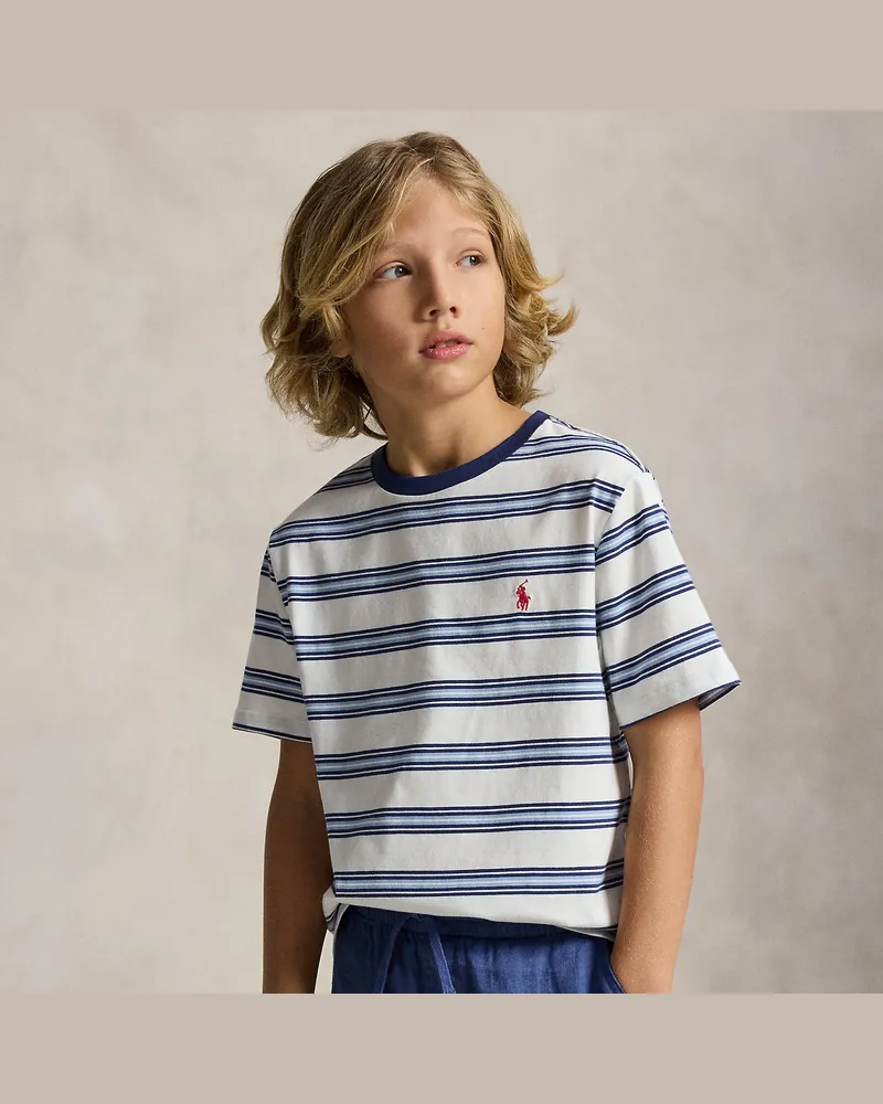 Ralph Lauren Gestreiftes T-Shirt aus Baumwolle White