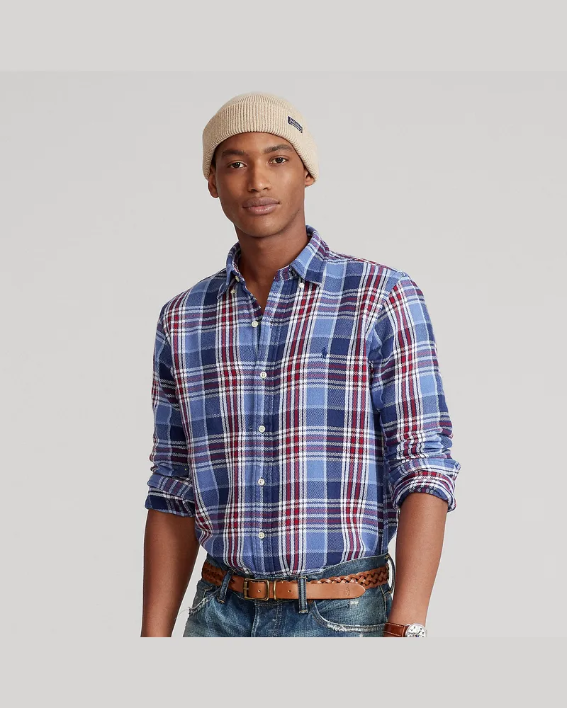 Ralph Lauren Kariertes Custom-Fit Flanellhemd Blue