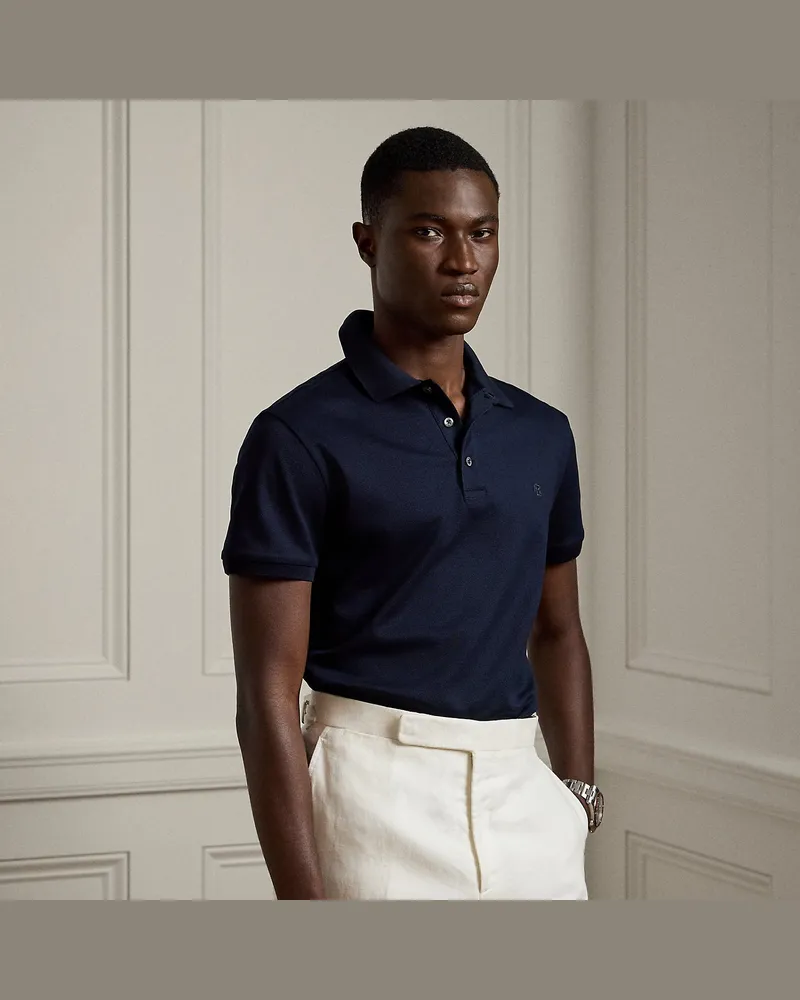 Ralph Lauren Custom-Slim-Fit Piqué-Poloshirt Blue