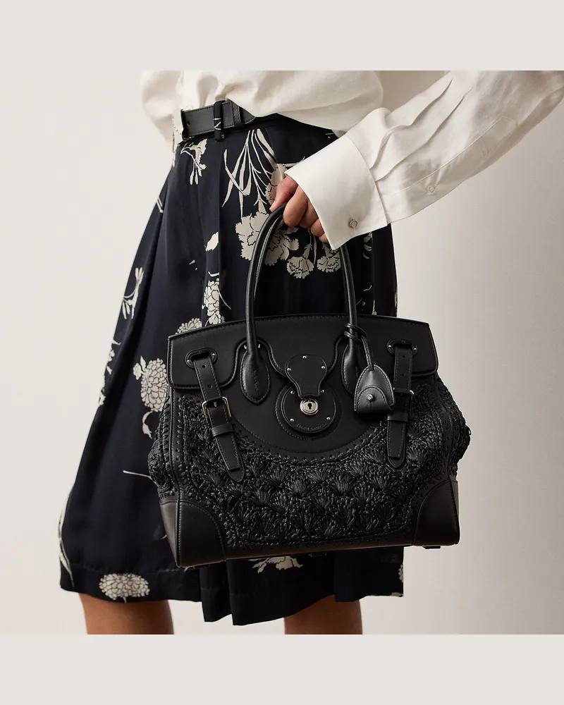 Ralph Lauren Tasche Soft Ricky 33 aus Bast mit Leder Black