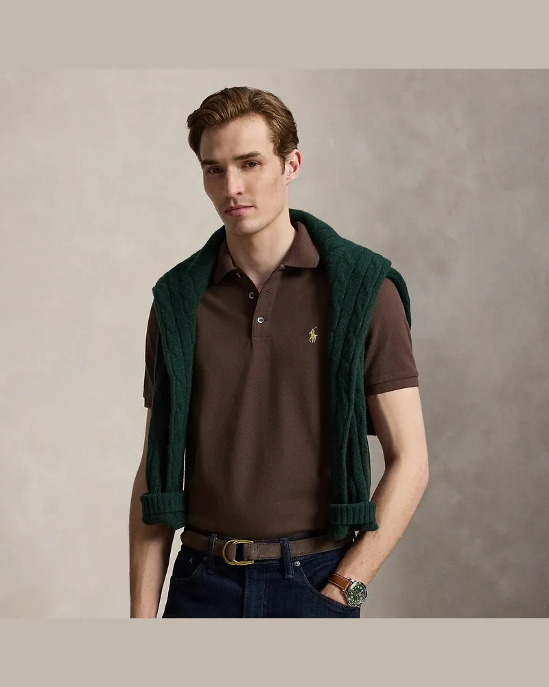 Ralph Lauren Custom-Slim-Fit Piqué-Poloshirt Brown