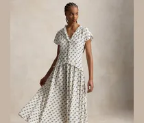 Geblümtes Seidenkleid mit Rüschenbesatz