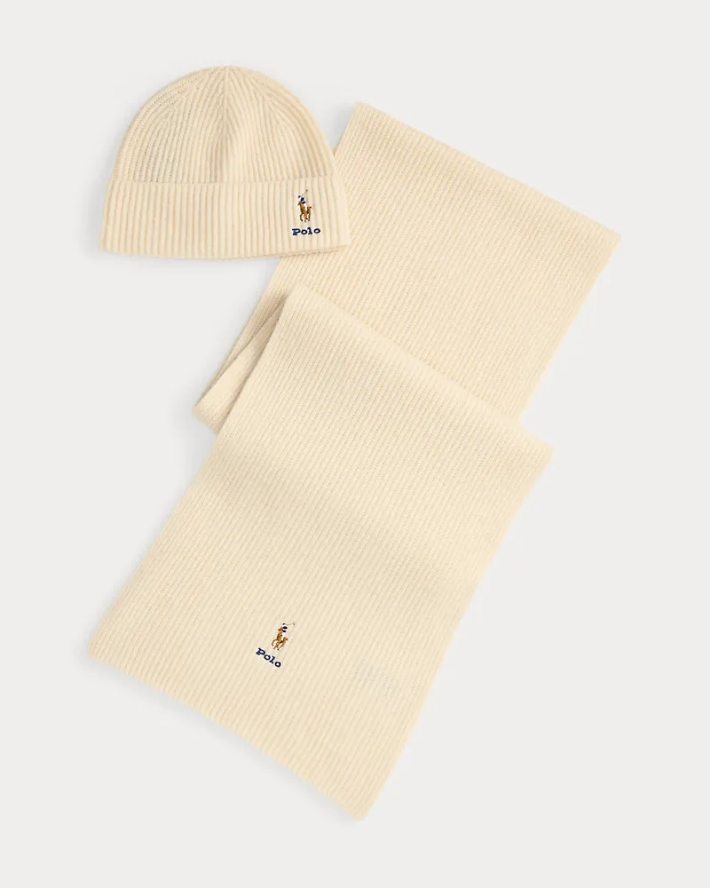 Ralph Lauren Mütze und Schal im Geschenkset Tan