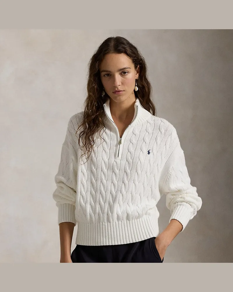 Ralph Lauren Baumwollpullover mit Zopfmuster White