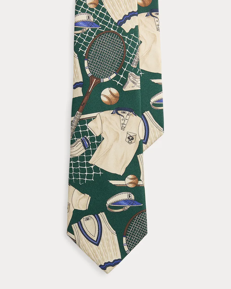 Ralph Lauren Seidenkrawatte mit Tennisdruck Green
