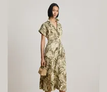 Kurzärmliges Hemdkleid mit Palmenmuster