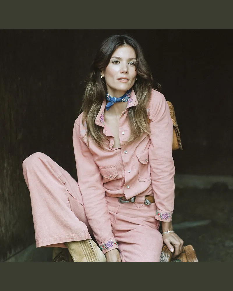 Ralph Lauren Baumwoll-Leinen-Hemdjacke mit Stickerei Red