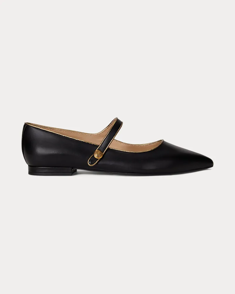 Ralph Lauren Mary Jane Londyn aus Leder mit Besatz Black