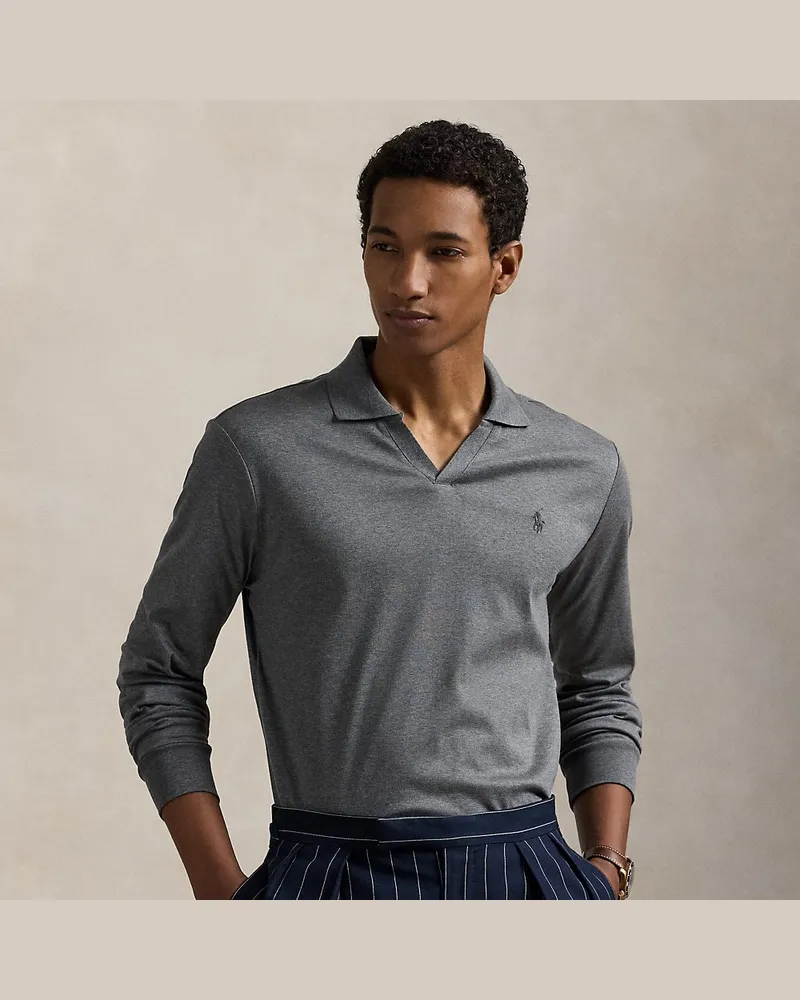 Ralph Lauren Custom-Slim-Fit Baumwoll-Poloshirt Grey