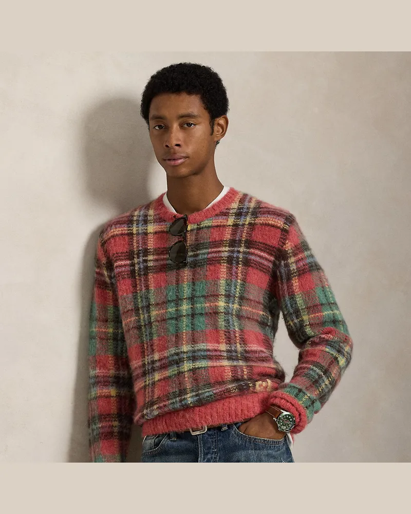 Ralph Lauren Karo-Pullover mit Intarsienstrickerei Red