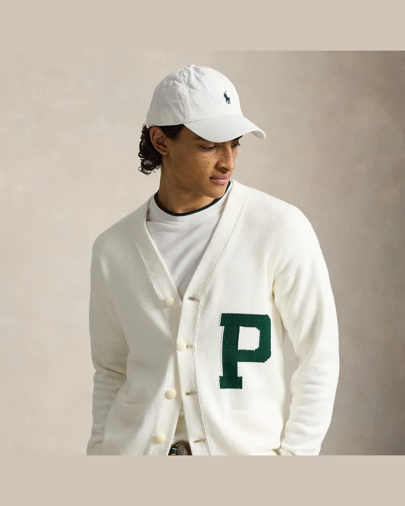 Ralph Lauren Relaxed-Fit Strickjacke im College-Stil Cream