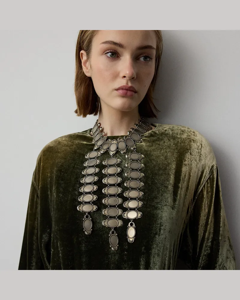 Ralph Lauren Lange silberfarbene Halskette Silver