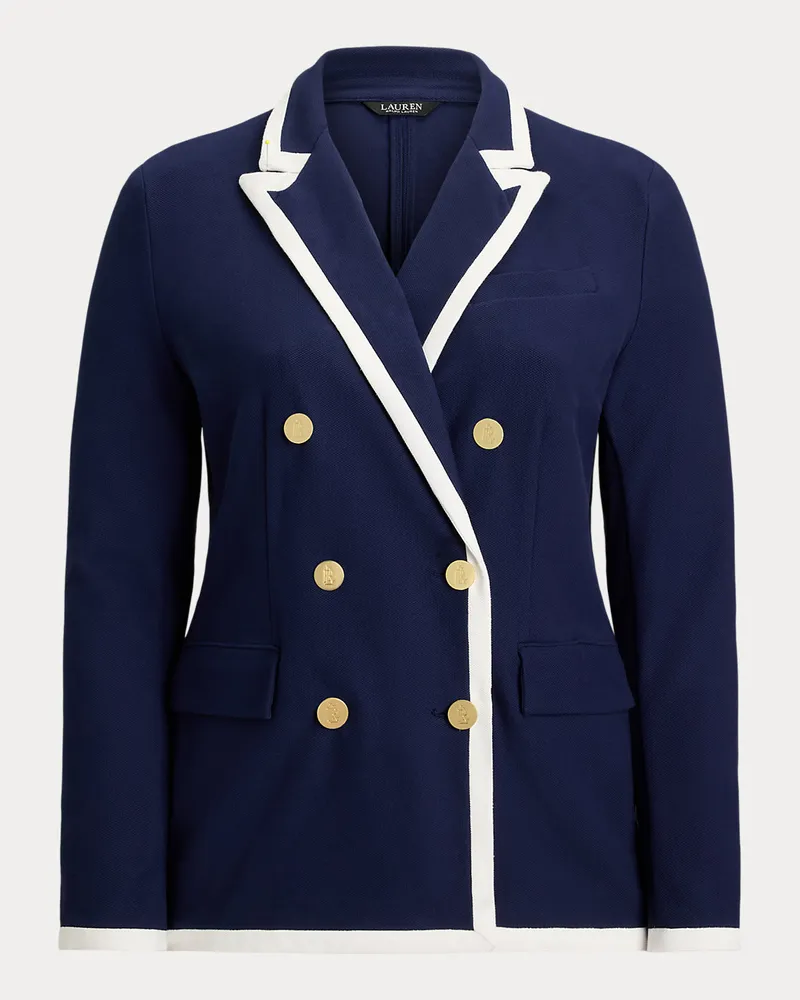 Ralph Lauren Plus Größen - Zweifarbiger zweireihiger Piqué-Blazer Blue