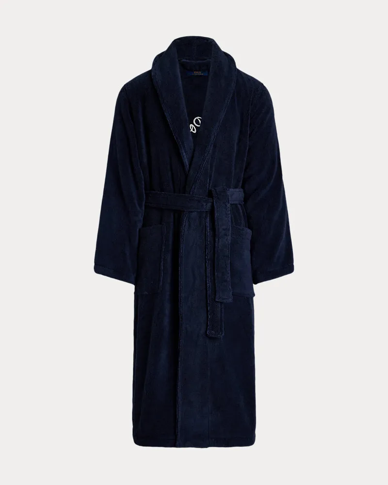 Ralph Lauren Baumwollfrottee-Bademantel mit Logo Blue