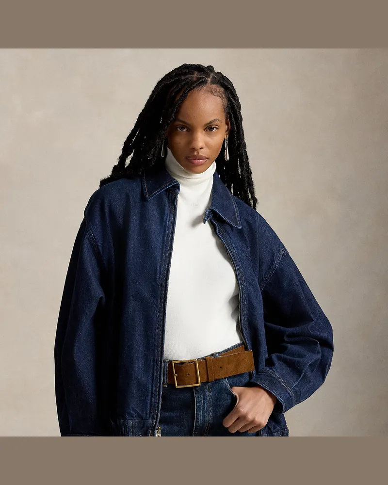 Ralph Lauren Denim-Bubble-Jacke mit Reißverschluss Blue