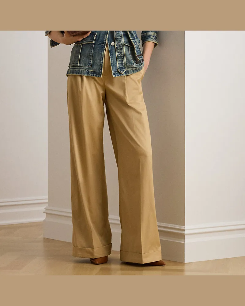 Ralph Lauren Twill-Bundfaltenhose mit weitem Bein Tan