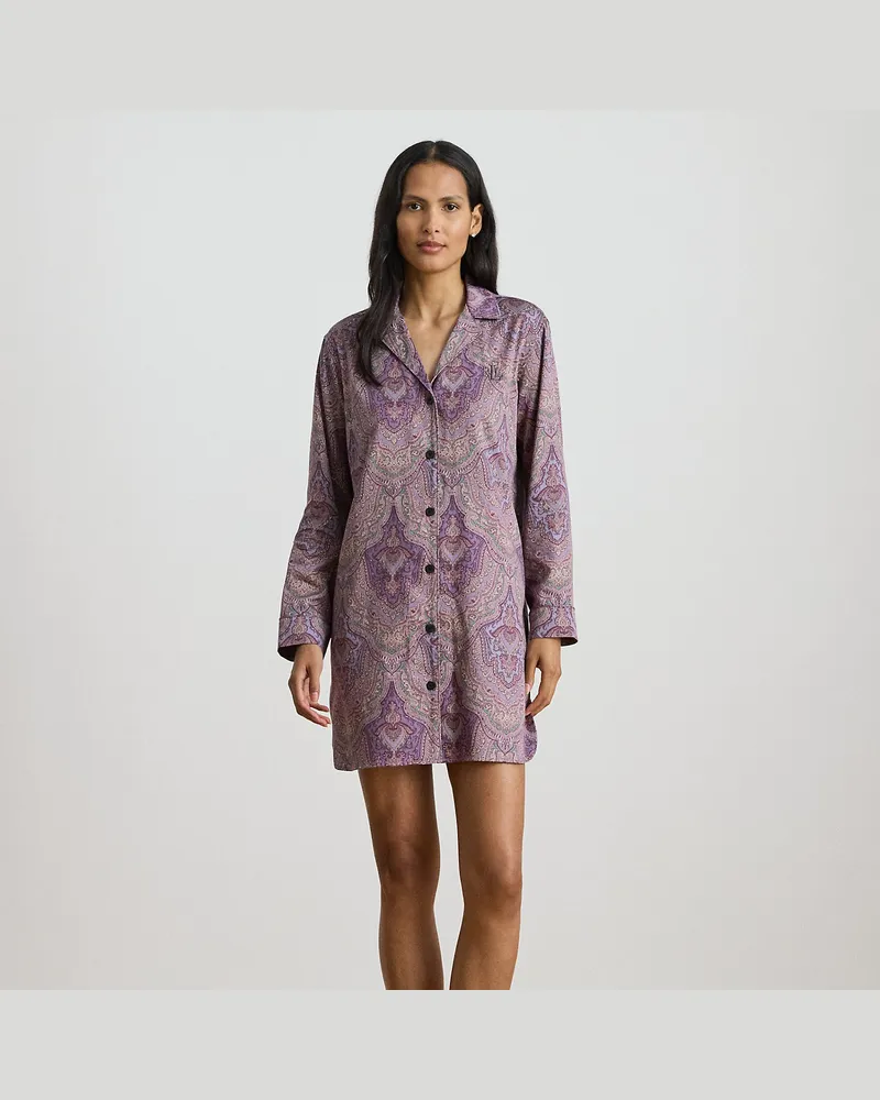 Ralph Lauren Nachthemd aus Atlas mit Paisley-Motiv Purple
