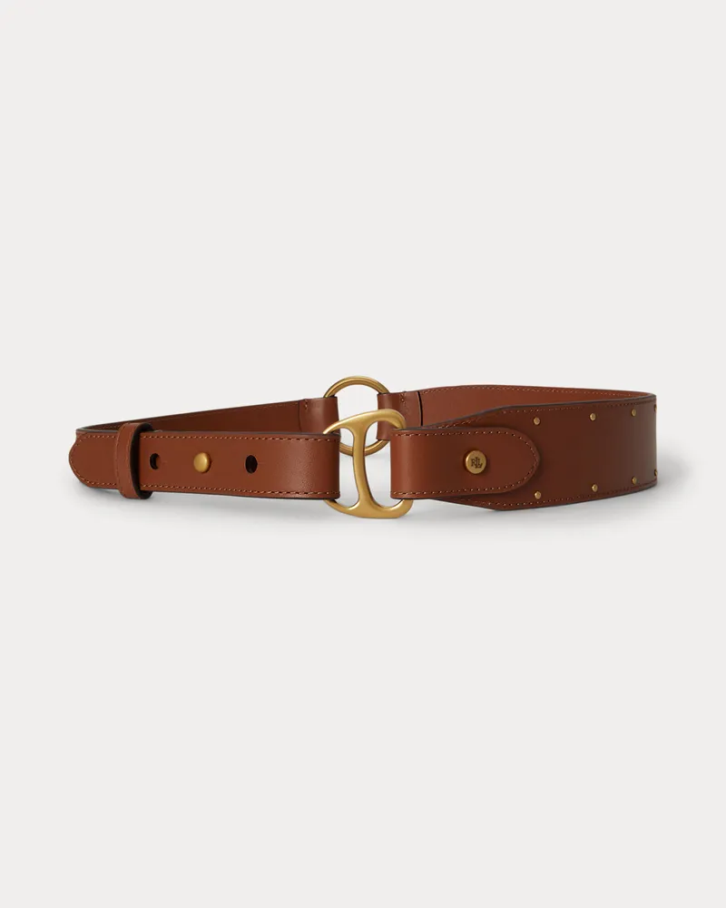 Ralph Lauren Verzierter Ledergürtel im Reiterstil Brown