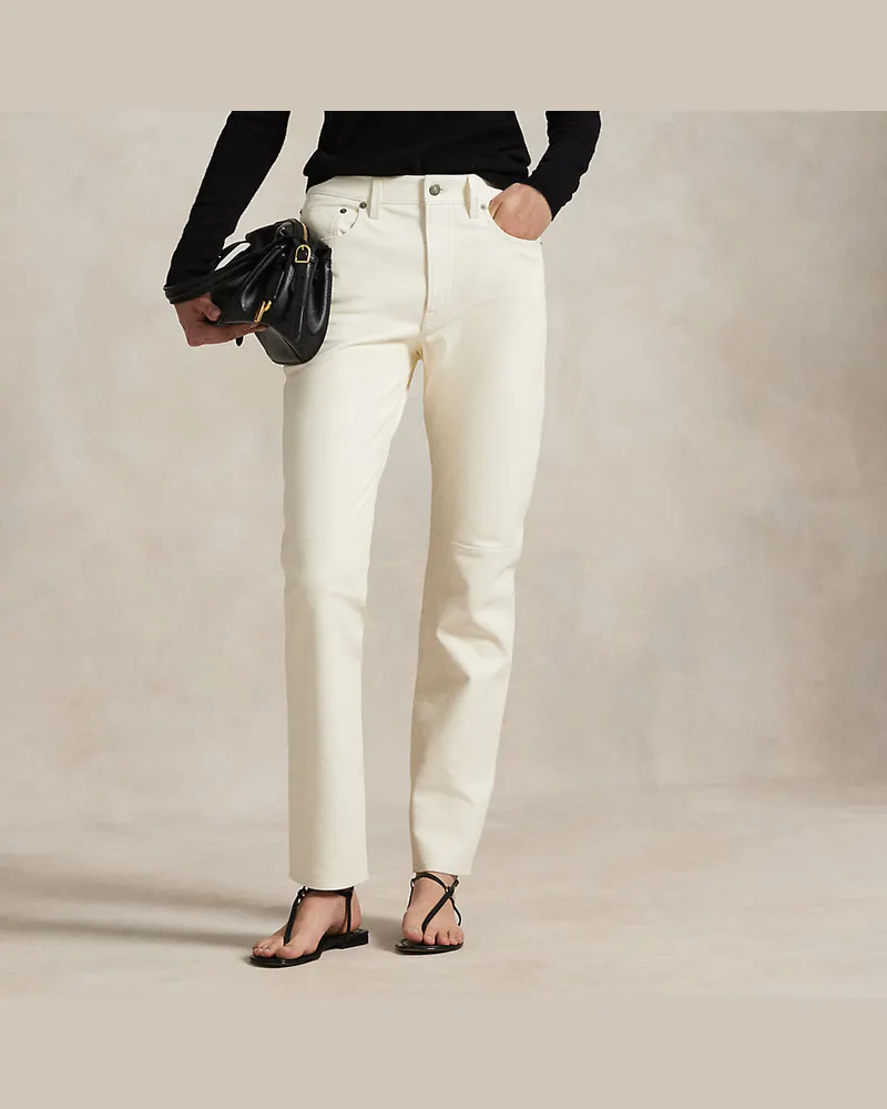 Ralph Lauren Relaxed-Straight-Fit Hose aus Lammleder Cream