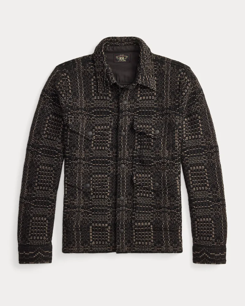 Ralph Lauren Woll-Hemdjacke im Jacquard-Strick Black