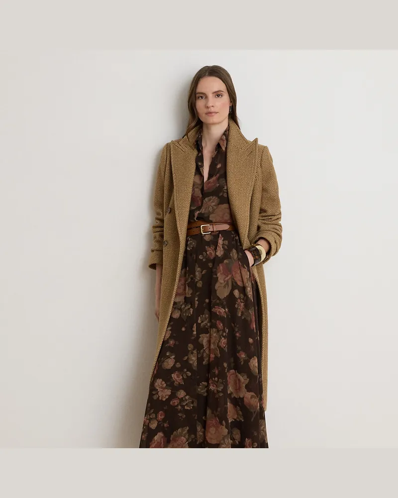 Ralph Lauren Geblümtes Hemdkleid aus Chiffon Brown